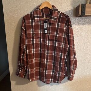 Brown Plaid Button-Up Shirt